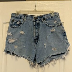Vintage High Waisted Distressed Denim Shorts